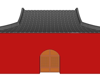 中式古城门草图大师模型下载、古城门su模型下载