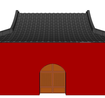中式古城门草图大师模型下载、古城门su模型下载