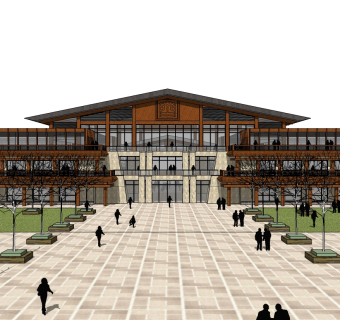 新中式酒店草图大师模型下载、新中式酒店su模型下载