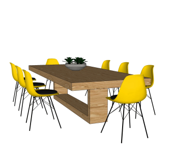 现代餐桌椅免费su模型，餐桌椅sketchup模型下载