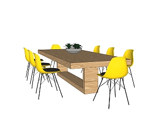 现代餐桌<em>椅</em>免费su模型，餐桌<em>椅</em>sketchup模型下载