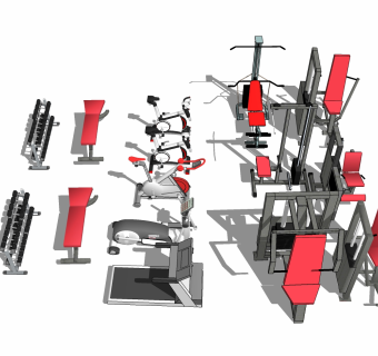 现代健身器材草图大师模型，健身器材su模型下载