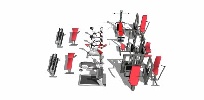现代健身器材草图大师模型，健身器材su模型下载