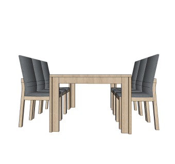 现代餐桌椅免费su模型，餐桌椅草图大师模型下载