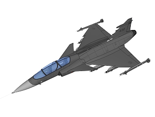 瑞典萨博JAS-39<em>鹰</em>狮战斗机草图大师模型，战斗机SU模型...