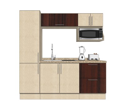 现代一字型橱柜草图大师模型，橱柜sketchup模型下载