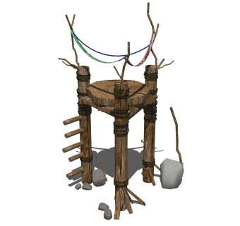 现代木制观景台sketchup模型，观景台su模型下载