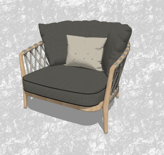 现代布艺休闲椅su模型，椅子草图大师模型下载