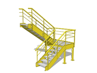 现代工业<em>旋转</em>楼梯草图大师模型，钢架楼梯su模型