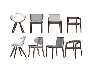 现代简约单椅组合草图大师模型，单椅sketchup模型下载