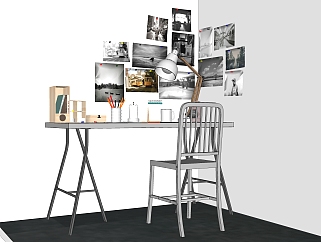 现代吧台吧台椅su模型，家用吧台sketchup模型下载