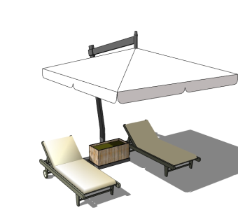 户外休闲躺椅skp文件下载，户外椅SU模型下载