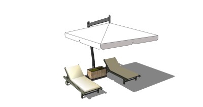 户外休闲躺椅skp文件下载，户外椅SU模型下载