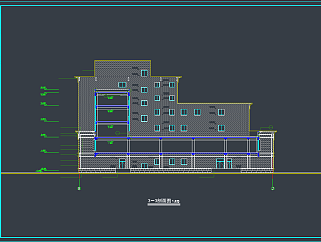 某综合楼立面CAD施工图，办公空间CAD施工图纸下载