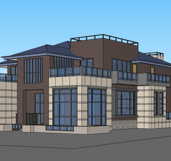 现代独栋别墅su模型免费下载，sketchup别墅草图大师模型