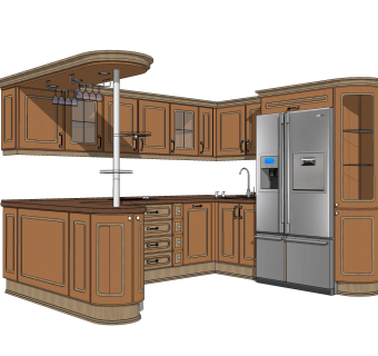 美式橱柜sketchup模型，橱柜草图大师模型下载
