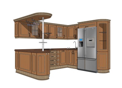 美式橱柜sketchup模型，橱柜草图大师模型下载