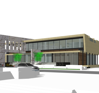 现代办公楼草图大师模型，办公楼sketchup模型免费下载