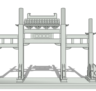 中式徽派建筑牌坊草图大师模型下载、徽派建筑牌坊su模型下载