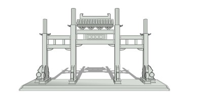 中式徽派建筑牌坊草图大师模型下载、徽派建筑牌坊su模型下载