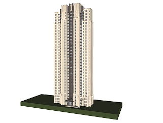 欧式<em>高层住宅</em>楼草图大师模型，住宅楼sketchup模型下载