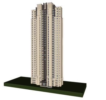 欧式高层住宅楼草图大师模型，住宅楼sketchup模型下载