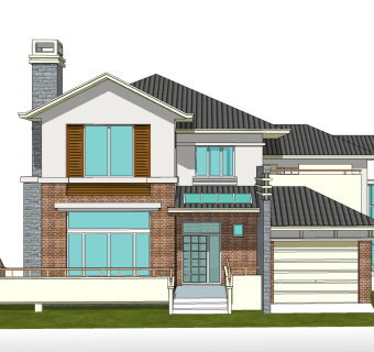 欧式别墅外观草图大师模型，别墅外观sketchup模型免费下载