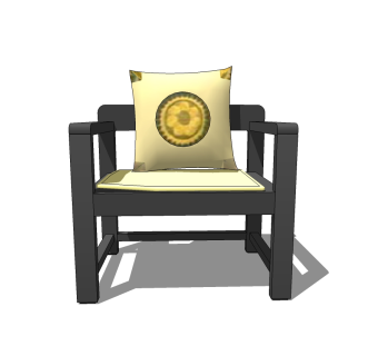 新中式单人沙发草图大师模型，单人沙发sketchup模型下载