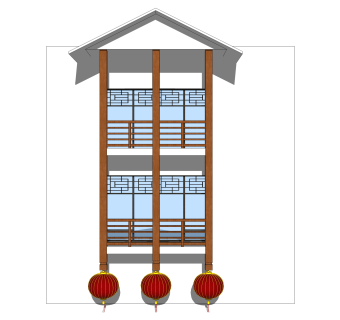 现代中式窗草图大师模型，中式窗SU模型下载