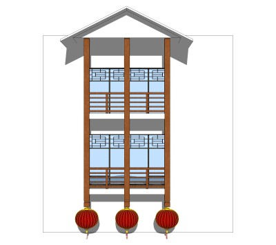 现代中式窗草图大师模型，中式窗SU模型下载