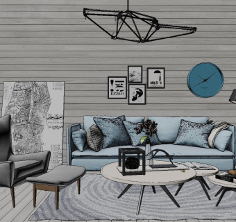 北欧沙发sketchup模型下载