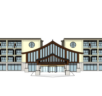 新中式酒店草图大师模型下载、新中式酒店su模型下载