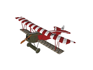 德国福克DVII战斗机草图大师模型，战斗机sketchup模型下载