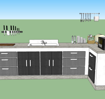 现代橱柜su模型，橱柜sketchup模型下载