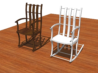 现代摇椅草图大师模型，摇椅组合su模型下载