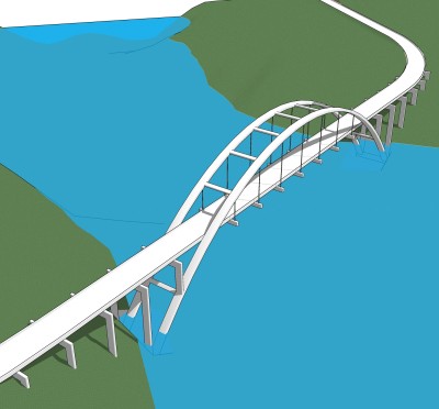 悬索桥设计草图大师模型下载，sketchup悬索桥su模型分享