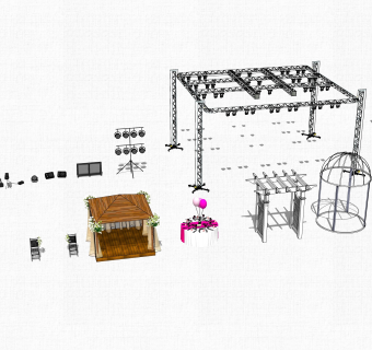 现代婚庆常用工具草图大师模型，婚礼su模型下载