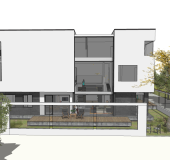 现代风格别墅草图大师模型下载，别墅SKP模型下载