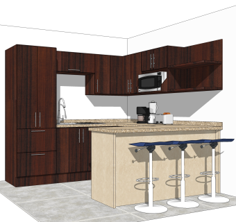 现代橱柜sketchup模型，厨房柜草图大师模型下载