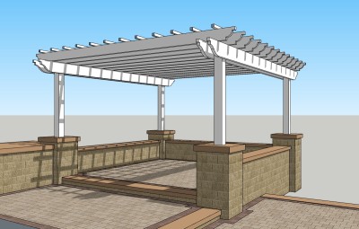 现代景观廊架草图大师模型，景观廊架sketchup模型下载