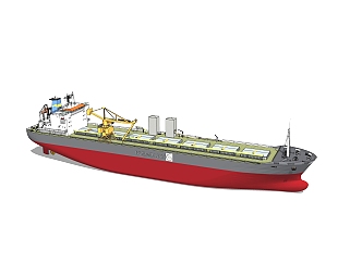 现代大型货轮skp模型模型，<em>货船</em>草图大师模型下载