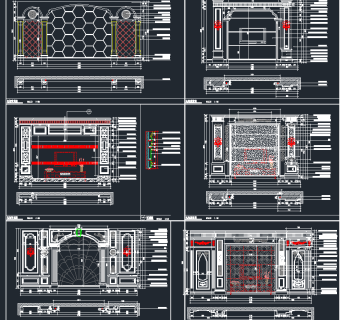 原创大理石电视背景墙CAD图库，电视背景墙CAD施工图纸下载
