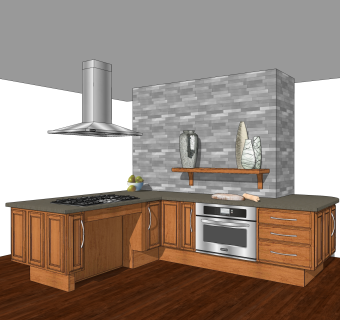 美式橱柜草图大师免费模型，厨房柜sketchup模型下载