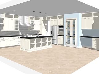 现代厨房柜免费su模型，厨房柜sketchup模型下载