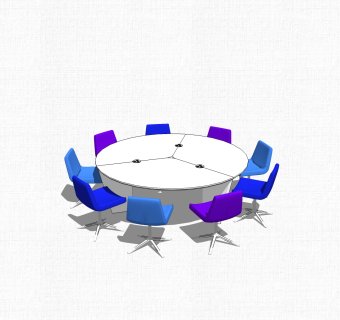 现代圆形会议桌草图大师模型，会议桌sketchup模型下载