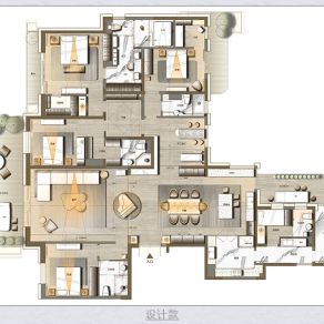 简约室内户型图彩平效果设计