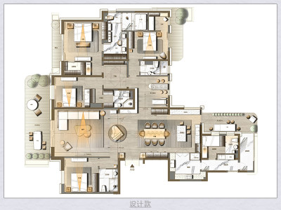 简约室内户型图彩平效果设计