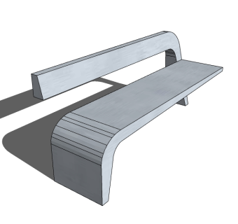 户外石椅SU模型免费下载，长椅skp文件下载