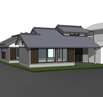 日式别墅外观草图大师模型，SU模型免费下载