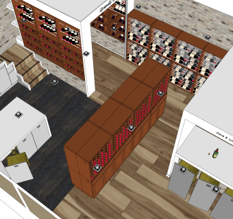 现代酒柜酒架草图大师模型，酒柜su模型下载
